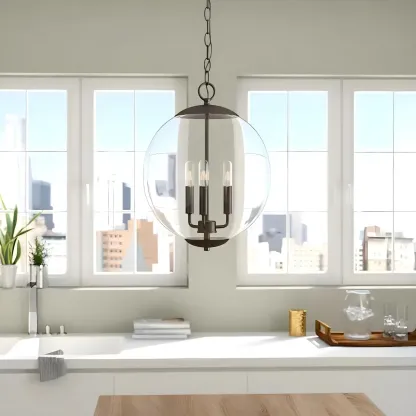 Black Linear Glass Modern Crystal Chandelier Light Image - 2