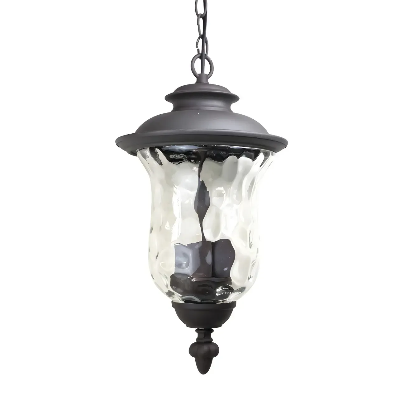 Industrial Bronze Glass Grey 3-Light Outdoor Pendant Lights Image - 2