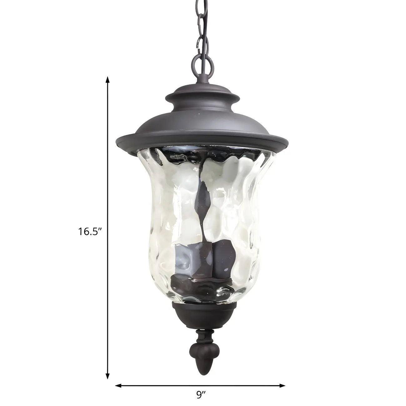 Industrial Bronze Glass Grey 3-Light Outdoor Pendant Lights Image - 4 | homeyfad