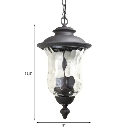 Industrial Bronze Glass Grey 3-Light Outdoor Pendant Lights Image - 4