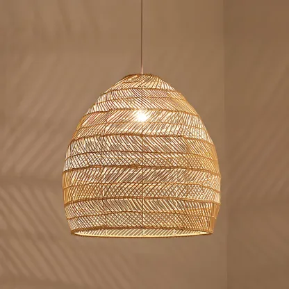 Oriental Rattan Pendant Light Hanging Fixture for Dining Image - 9