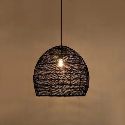 Oriental Rattan Pendant Light Hanging Fixture for Dining Image - 12