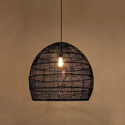 Oriental Rattan Pendant Light Hanging Fixture for Dining Image - 14
