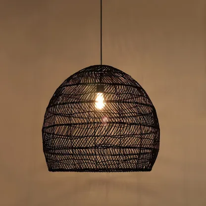 Oriental Rattan Pendant Light Hanging Fixture for Dining Image - 16