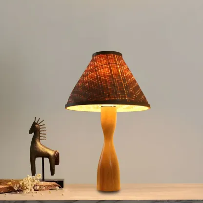 Oriental Beige Rattan Wood LED Table Lamp for Bedroom  Image - 3