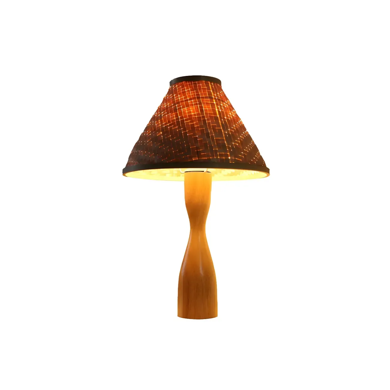 Oriental Beige Rattan Wood LED Table Lamp for Bedroom  Image - 4