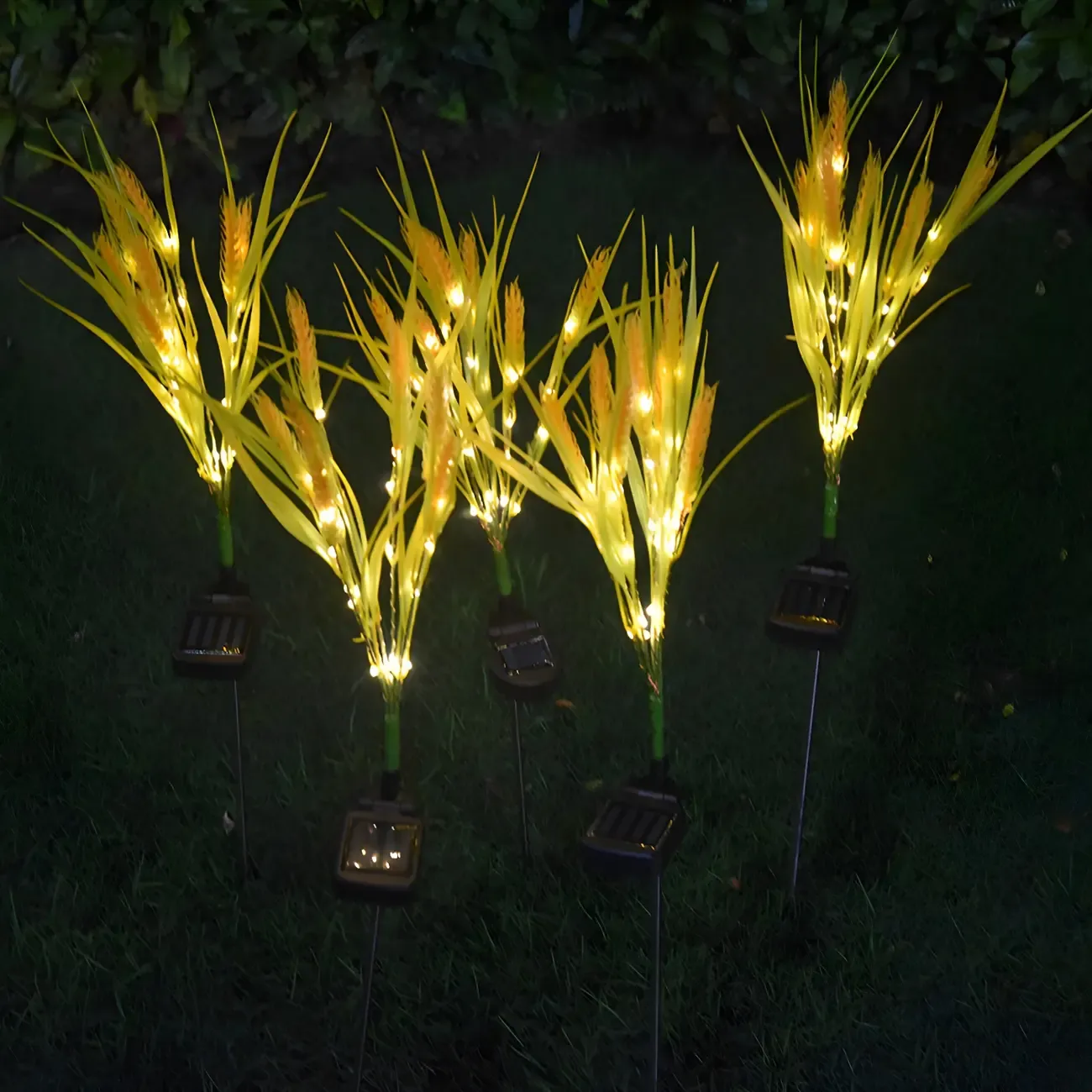 Yellow Wheat LED Solar Landscape Lighting Image - 3