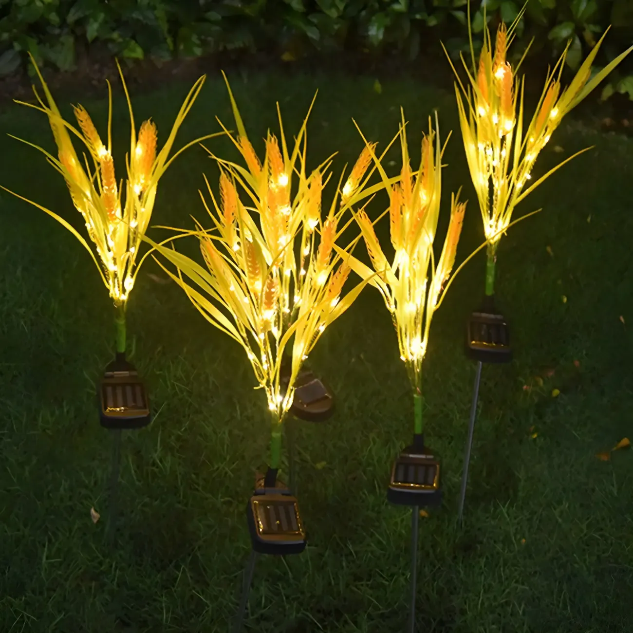 Yellow Wheat LED Solar Landscape Lighting Image - 4