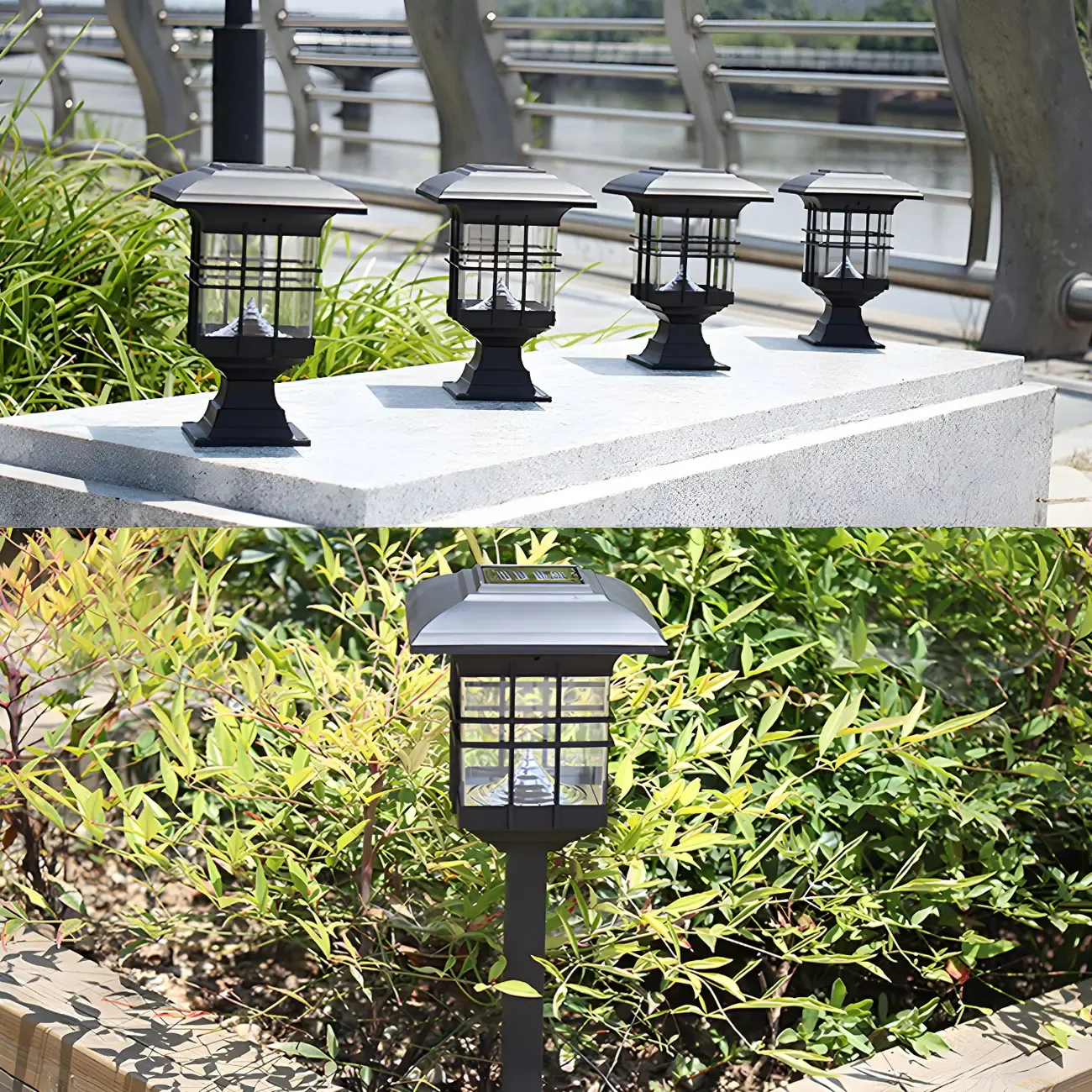 Modern Black Metal Solar Stake Landscape Lighting Image - 1