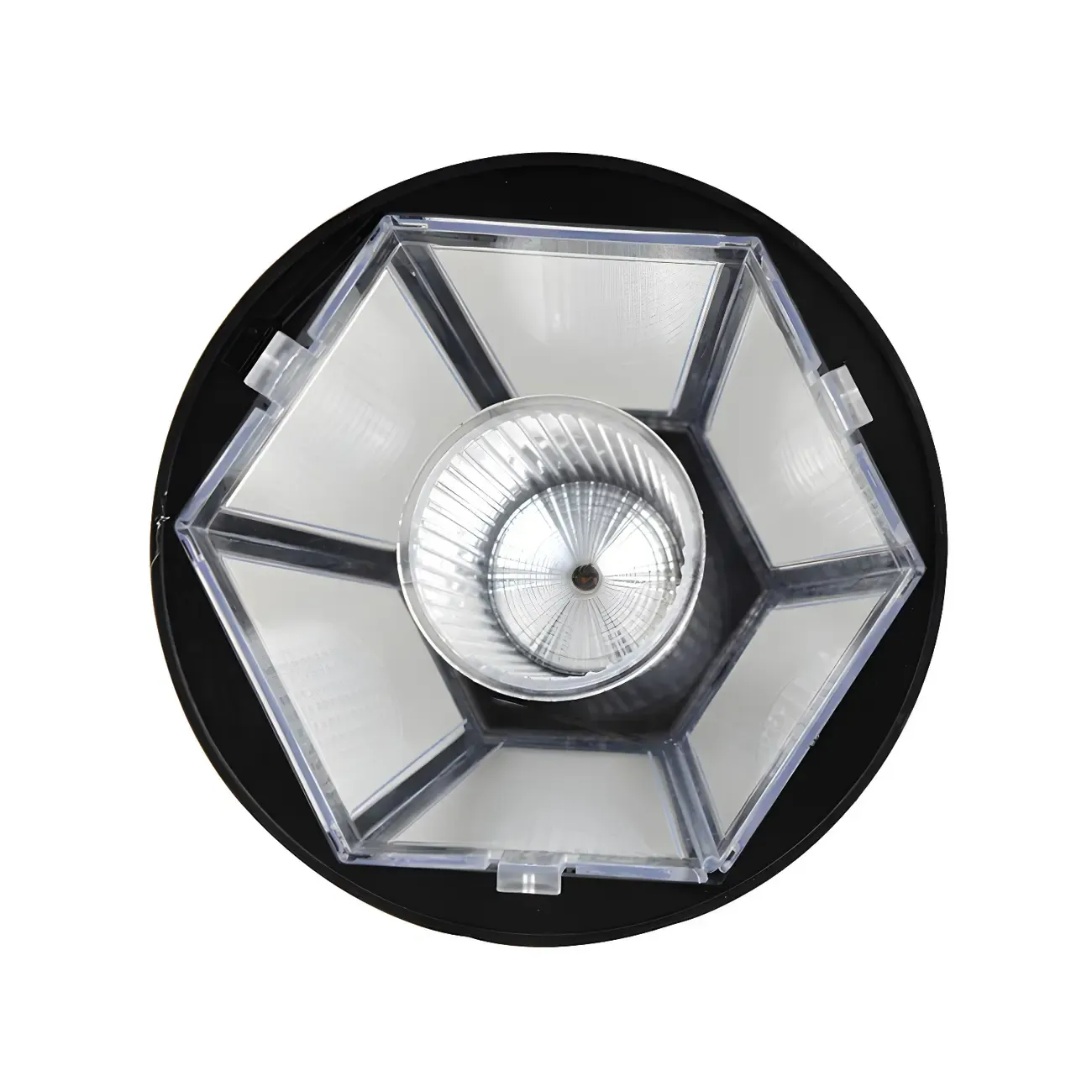  Black Hexagonal Metal Solar Stake Landscape Lighting Image - 5