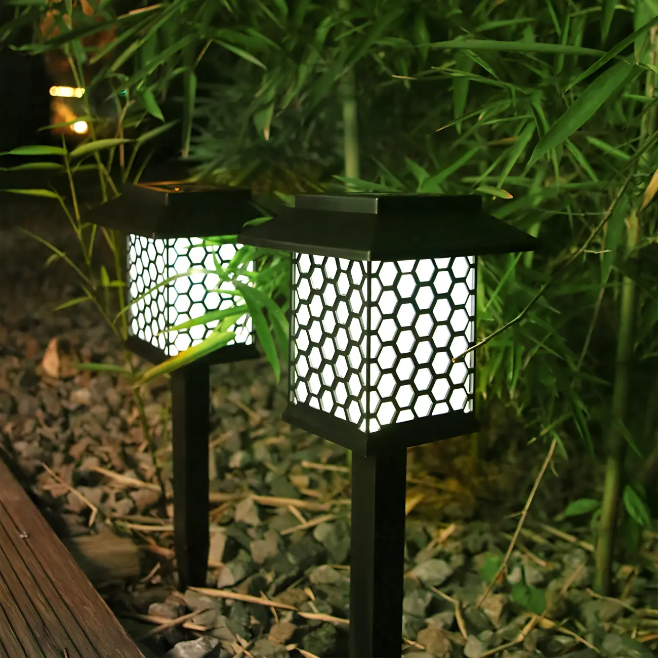 Black Metal Stake Solar Landscape Lighting Image - 1 | homeyfad
