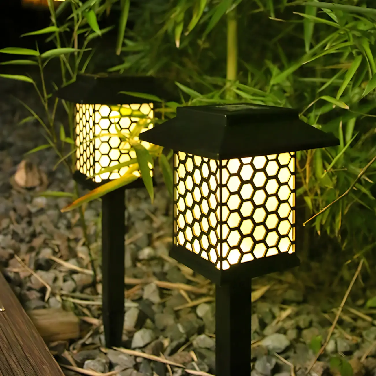 Black Metal Stake Solar Landscape Lighting Image - 2 | homeyfad