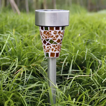 Conical Mosaic Metal Solar Landscape Lighting Image - 3