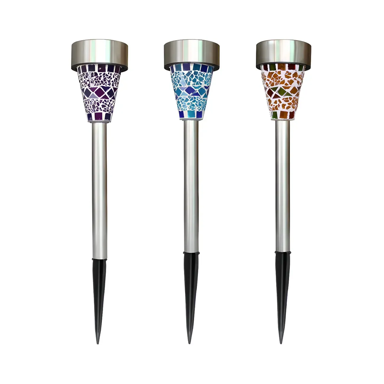 Conical Mosaic Metal Solar Landscape Lighting Image - 8