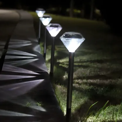 Modern  Diamond Shaped Solar Stake Landscape Lighting Image - 1