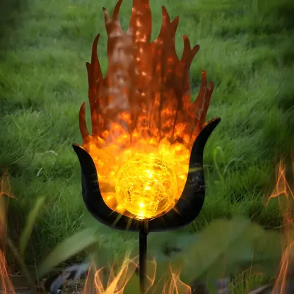 Artistic Black Metal Cut out Solar Landscape Lighting Image - 2