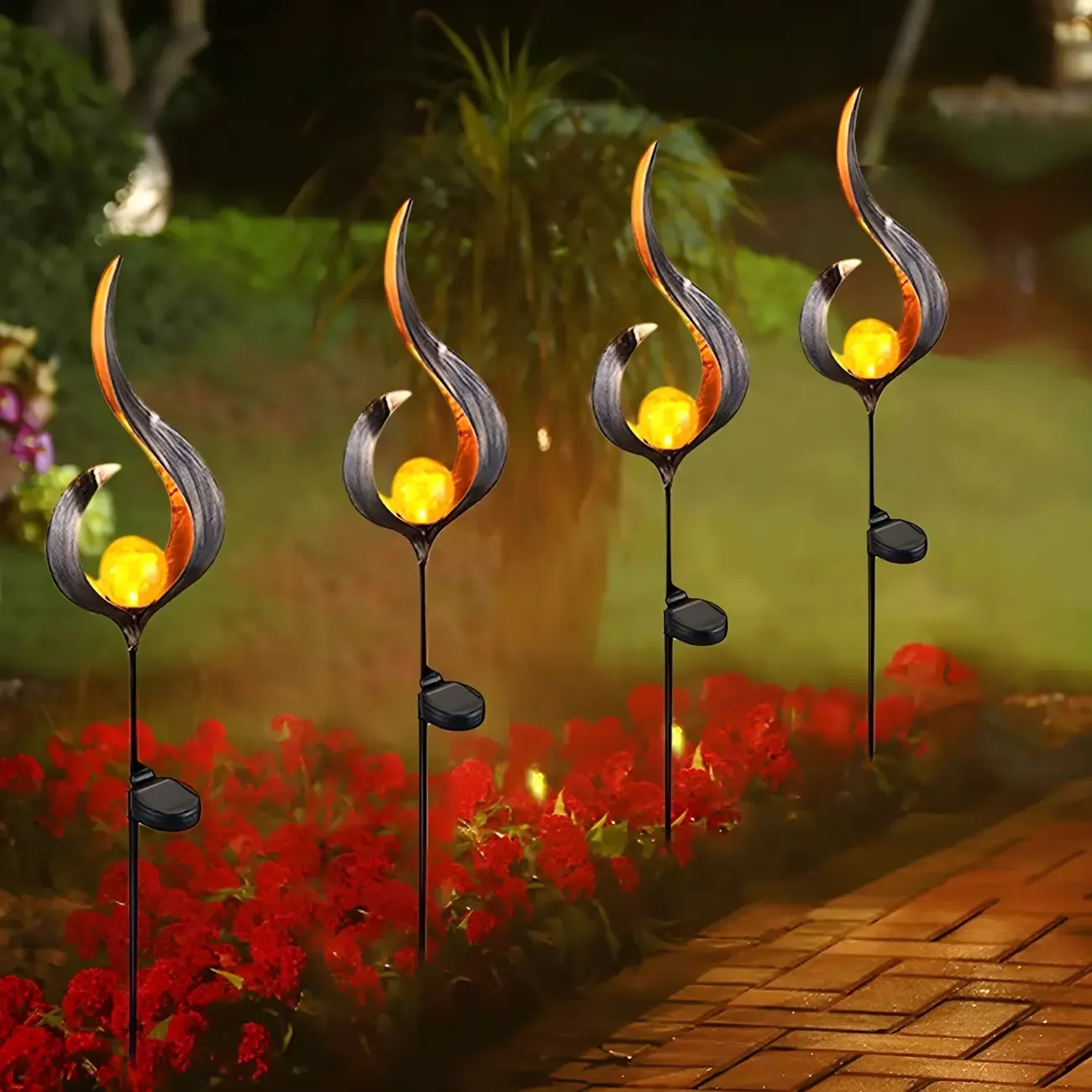 Artistic Black Metal Cut out Solar Landscape Lighting Image - 3
