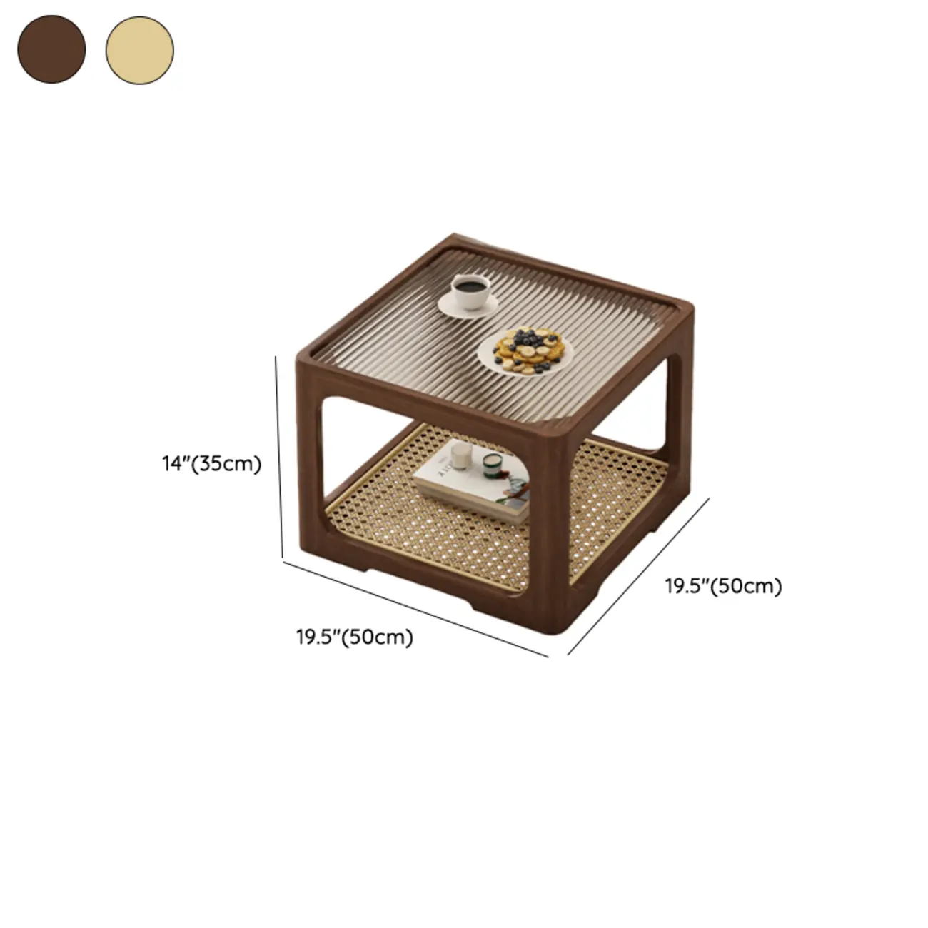 Glass Modern Wood Square Nesting Coffee Table Living Room #size | homeyfad