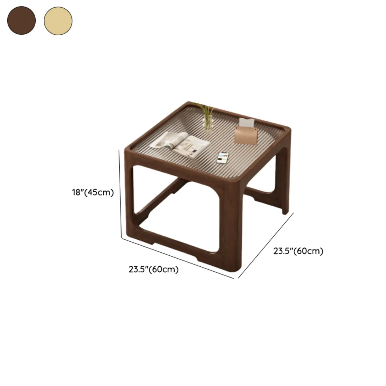 Glass Modern Wood Square Nesting Coffee Table Living Room Image - 13 | homeyfad