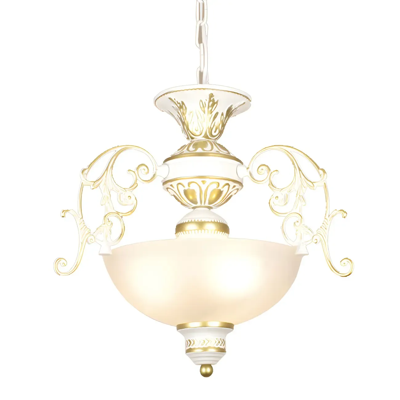 3 Bulbs Bowl Chandelier Light Traditional White/Black Frosted Glass Hanging Ceiling Fixture for Corridor Image - 7