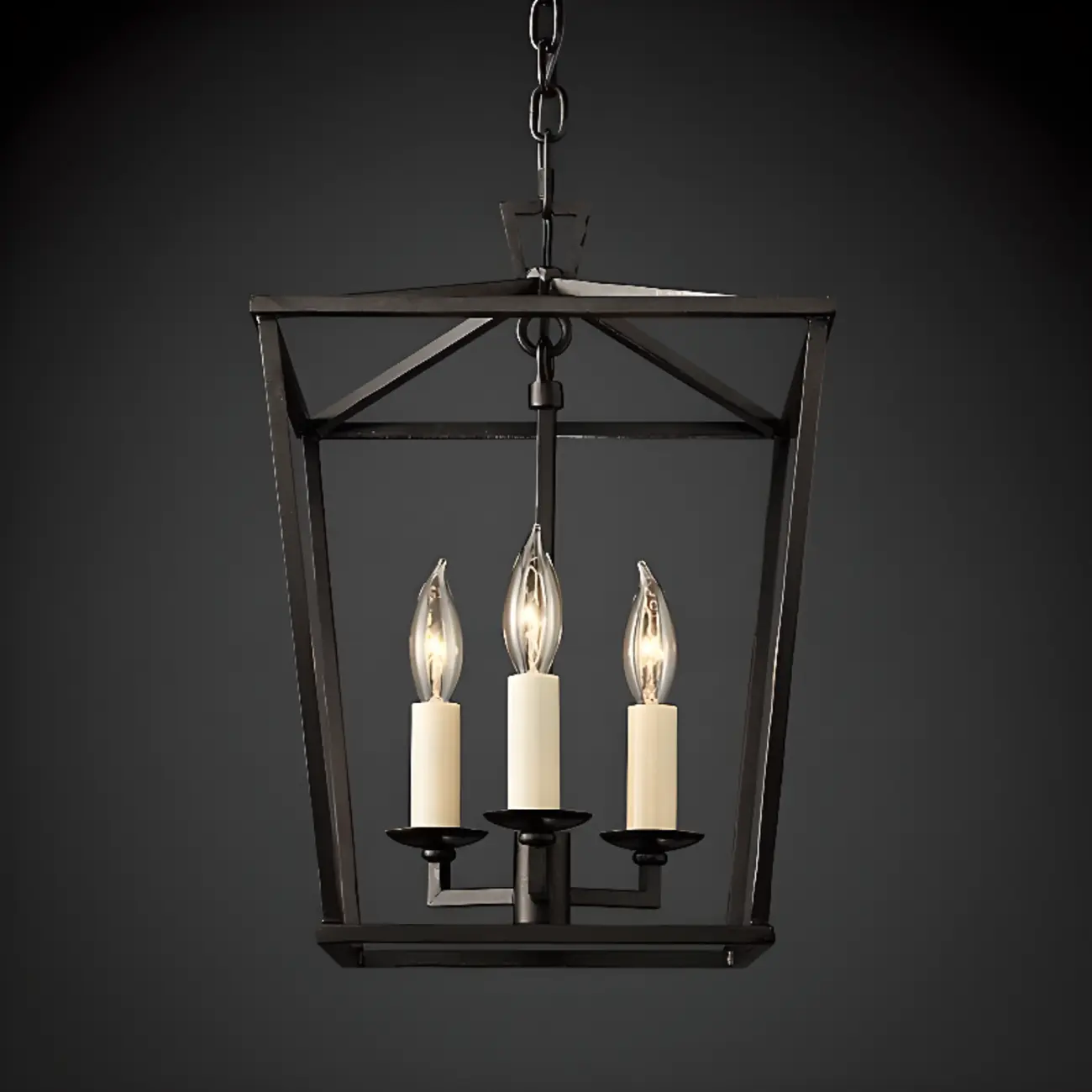 Black Metal Frame Geometric Cage Modern Chandelier Light Image - 5 | homeyfad