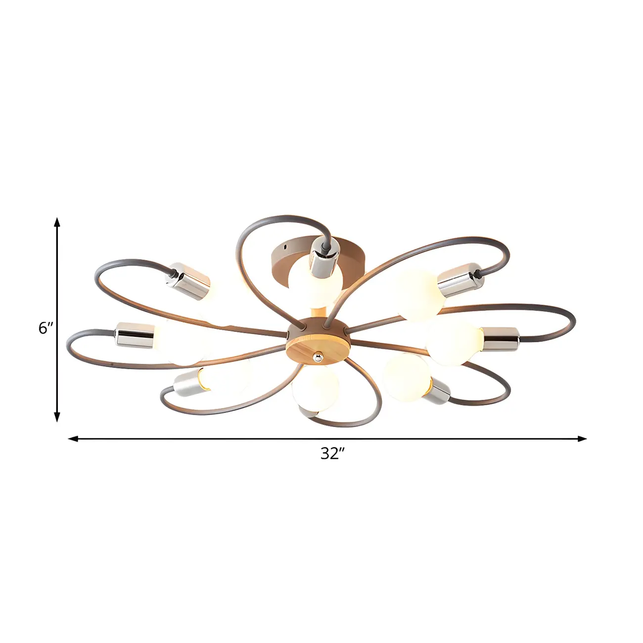 Modern Green Curved Sputnik Semi Flush Mount Ceiling Light Image - 12 | homeyfad