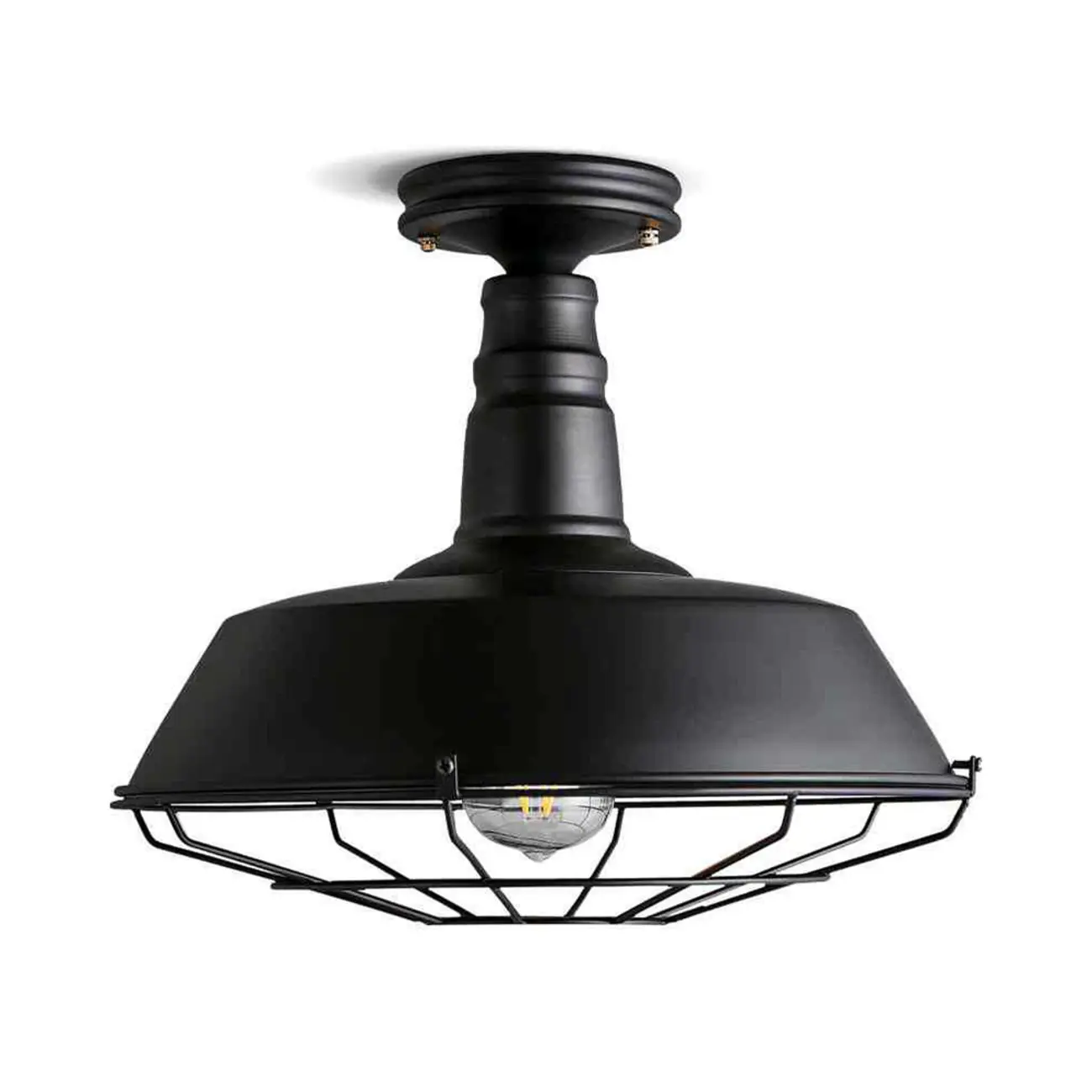 Black Industrial Metal Semi Flush Ceiling Light | homeyfad
