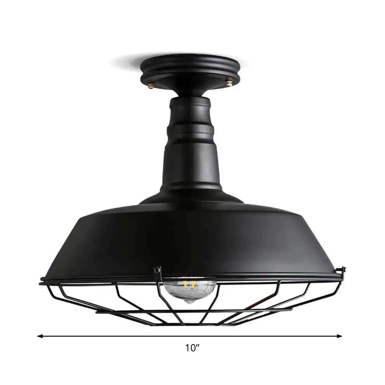 Black Industrial Metal Semi Flush Ceiling Light