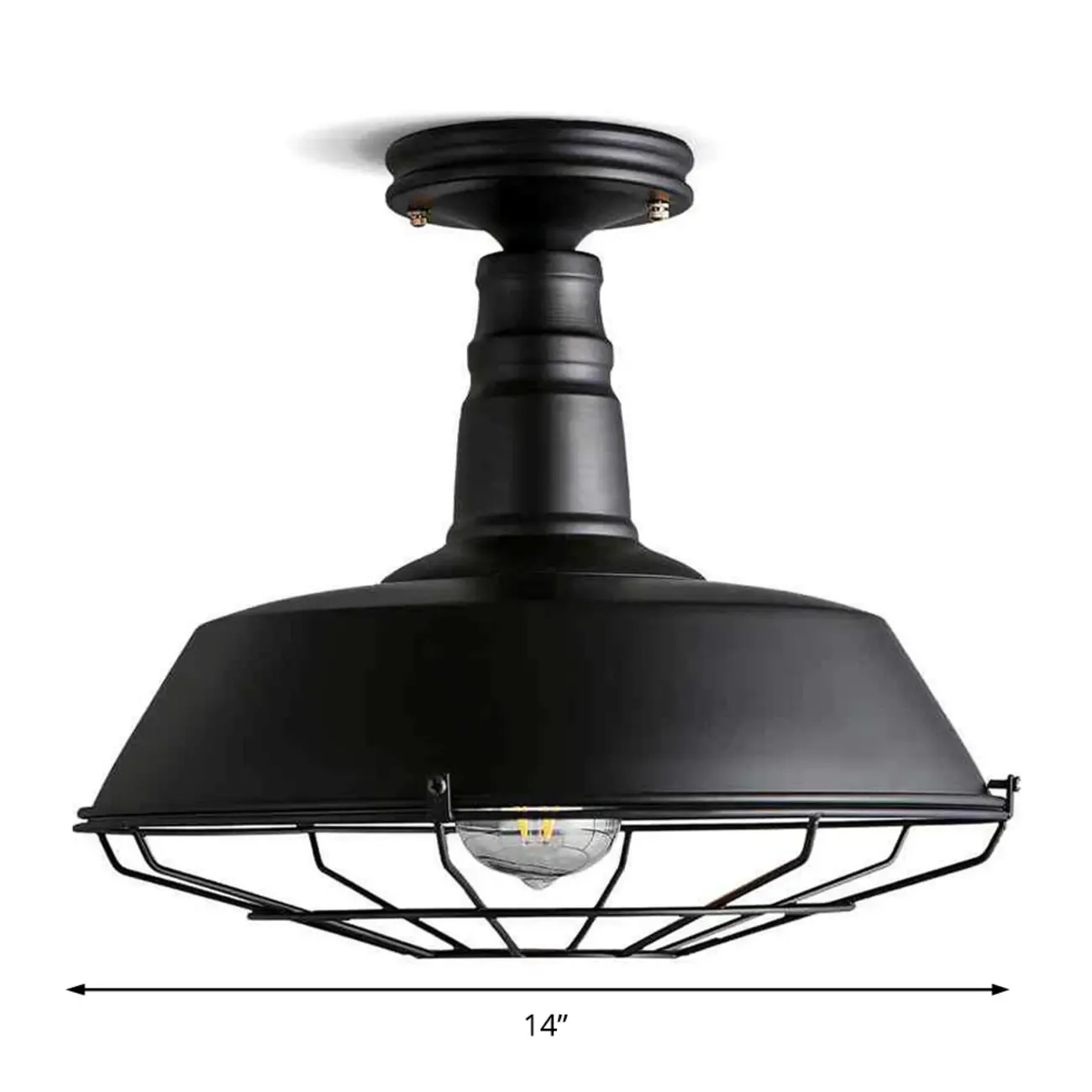Black Industrial Metal Semi Flush Ceiling Light