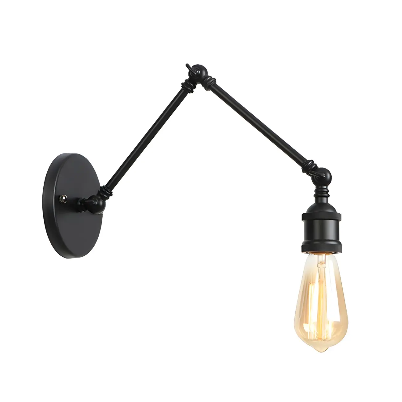  Industrial Open Bulb Swing Arm Wall Light Image - 5 | homeyfad