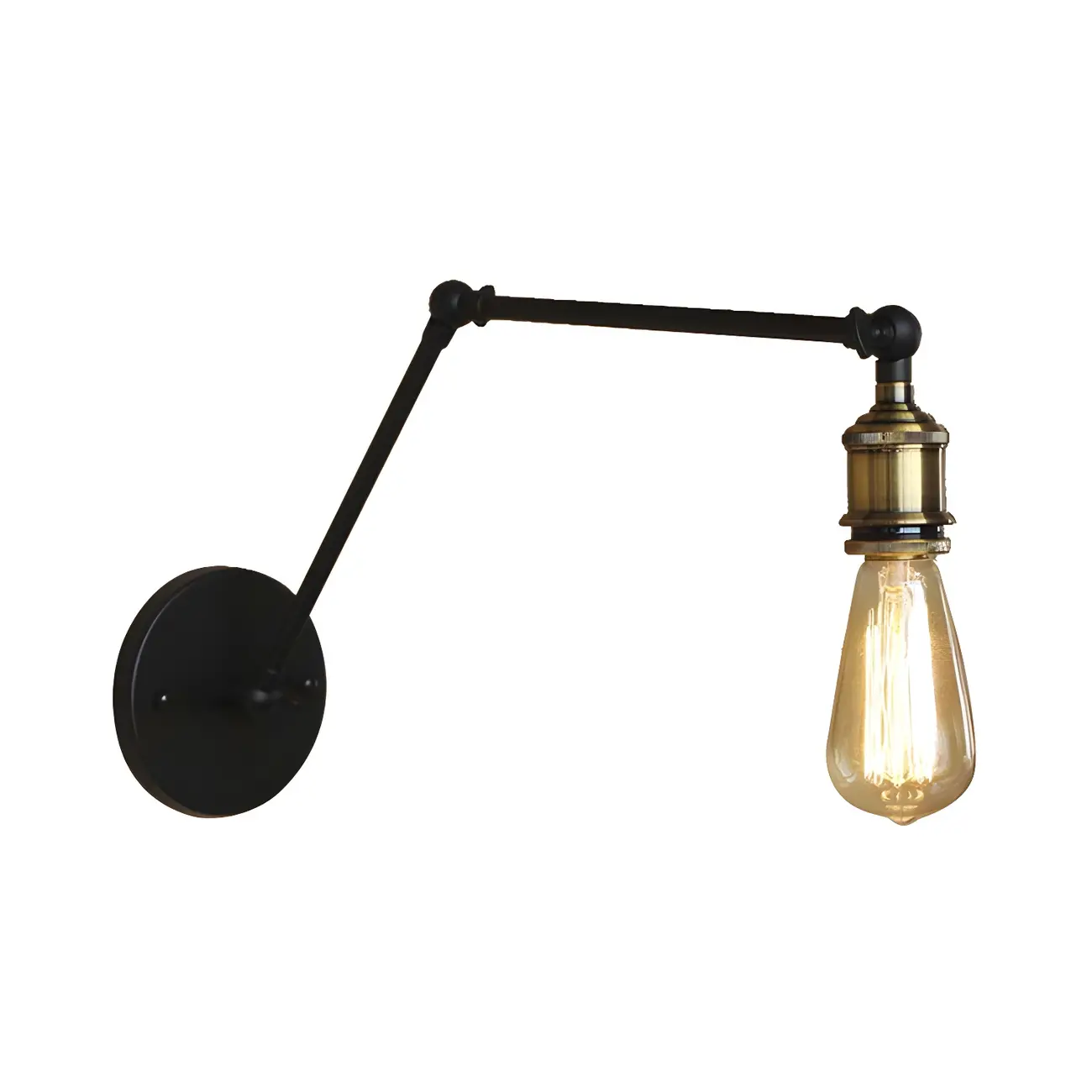  Industrial Open Bulb Swing Arm Wall Light Image - 6 | homeyfad