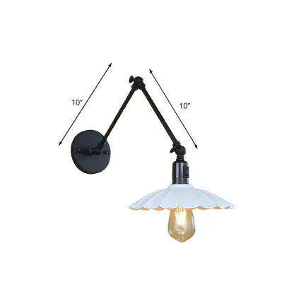 Metal Black Swing Arm Wall Light with Scalloped Shade Image - 9