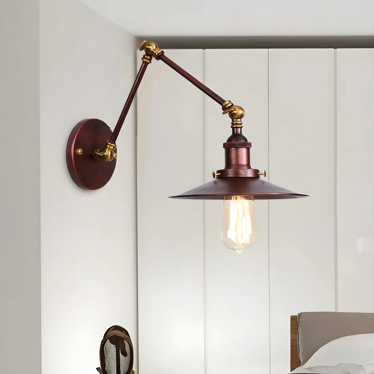 Industrial Metal Flat-Shade Swing Arm Wall Light Image - 1 | homeyfad