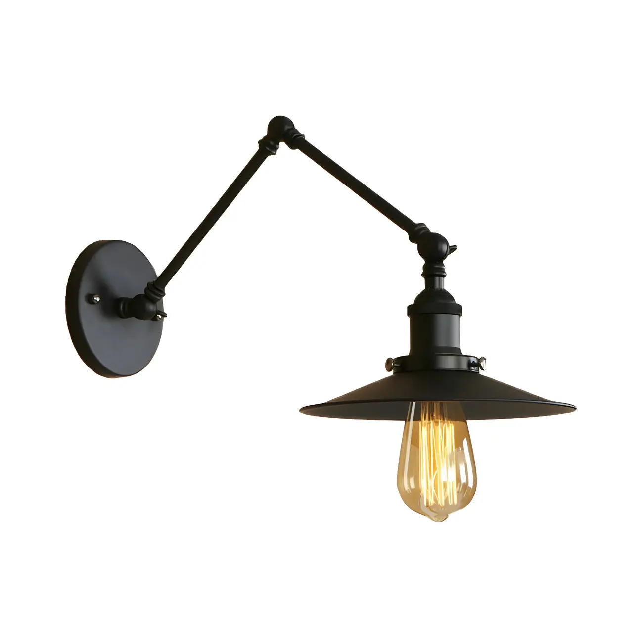 Industrial Metal Flat-Shade Swing Arm Wall Light Image - 10 | homeyfad