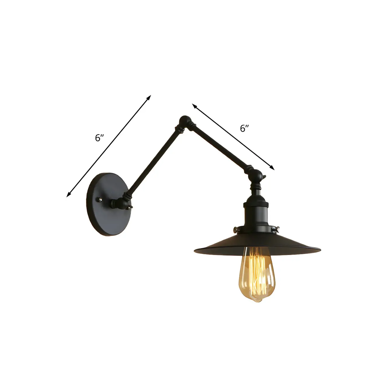 Industrial Metal Flat-Shade Swing Arm Wall Light Image - 11 | homeyfad