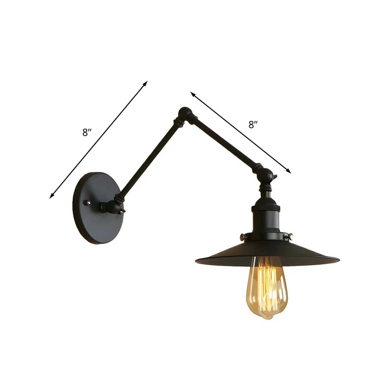 Industrial Metal Flat-Shade Swing Arm Wall Light Image - 12 | homeyfad