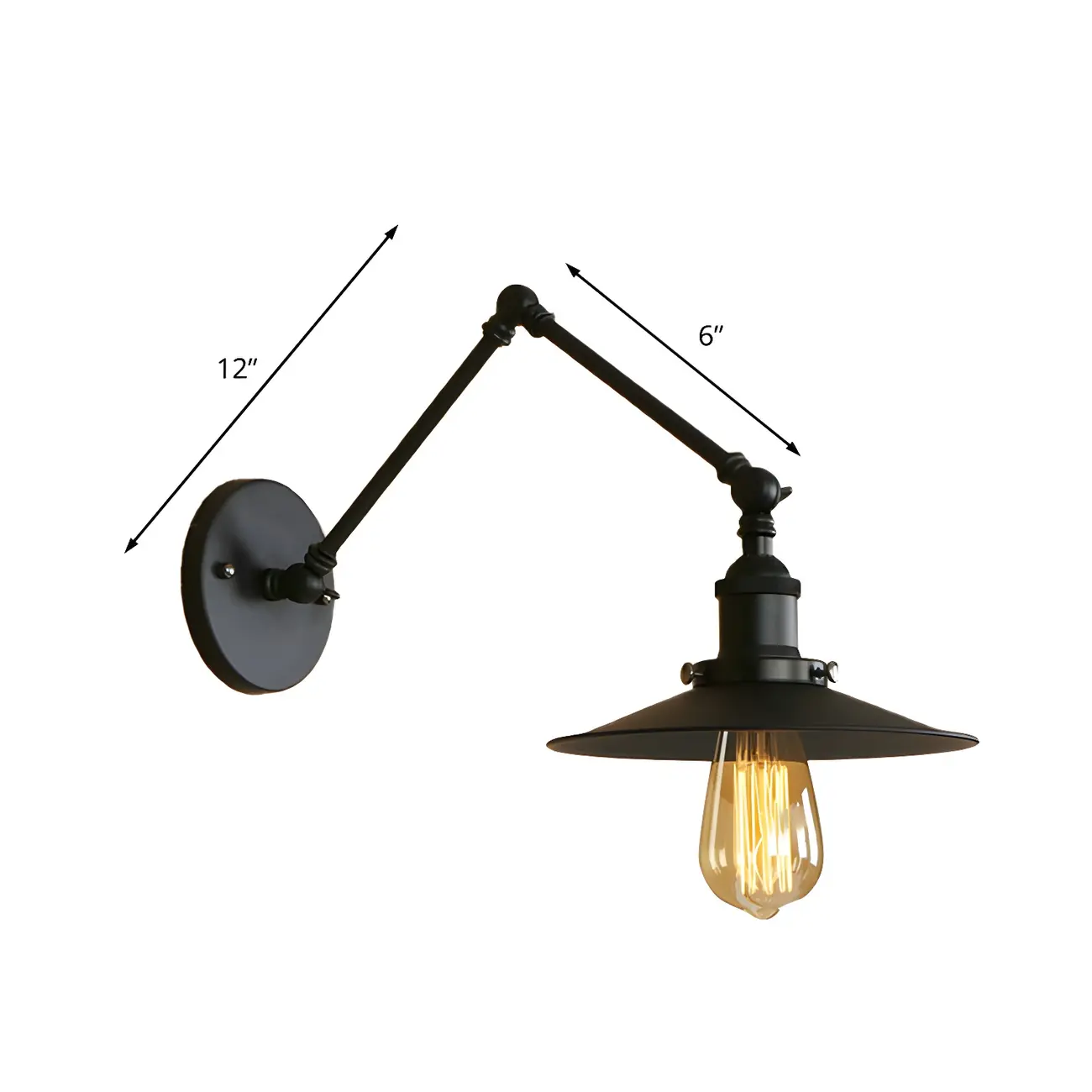 Industrial Metal Flat-Shade Swing Arm Wall Light Image - 13 | homeyfad