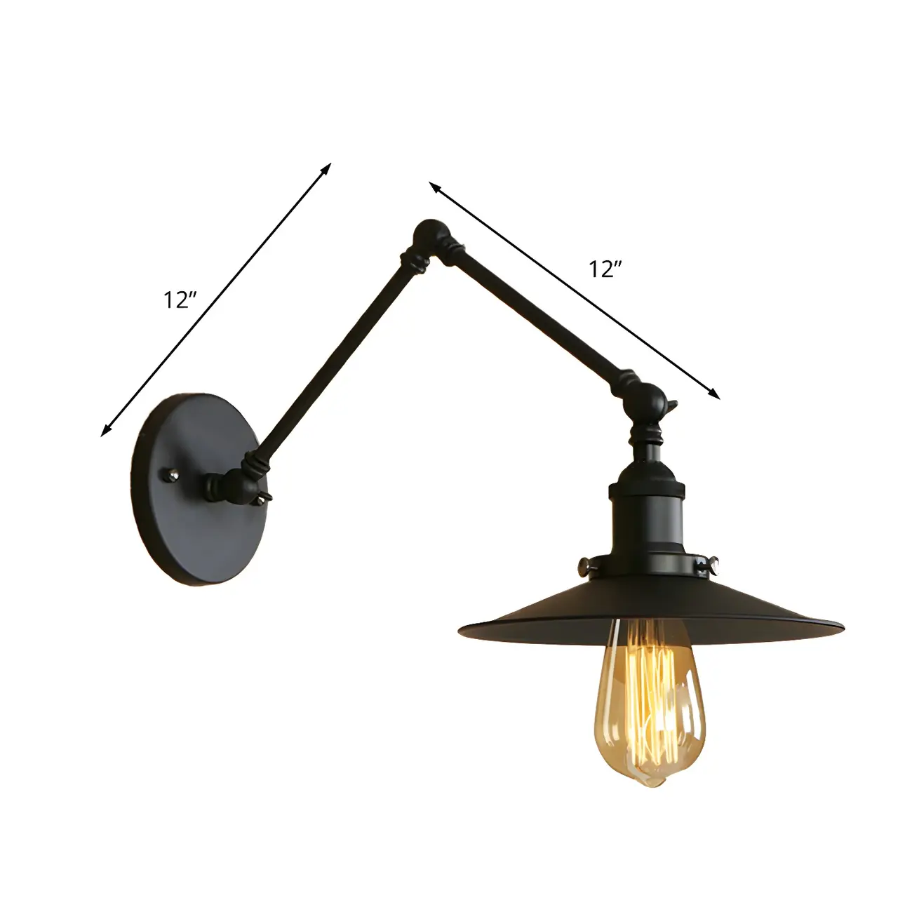 Industrial Metal Flat-Shade Swing Arm Wall Light Image - 14 | homeyfad