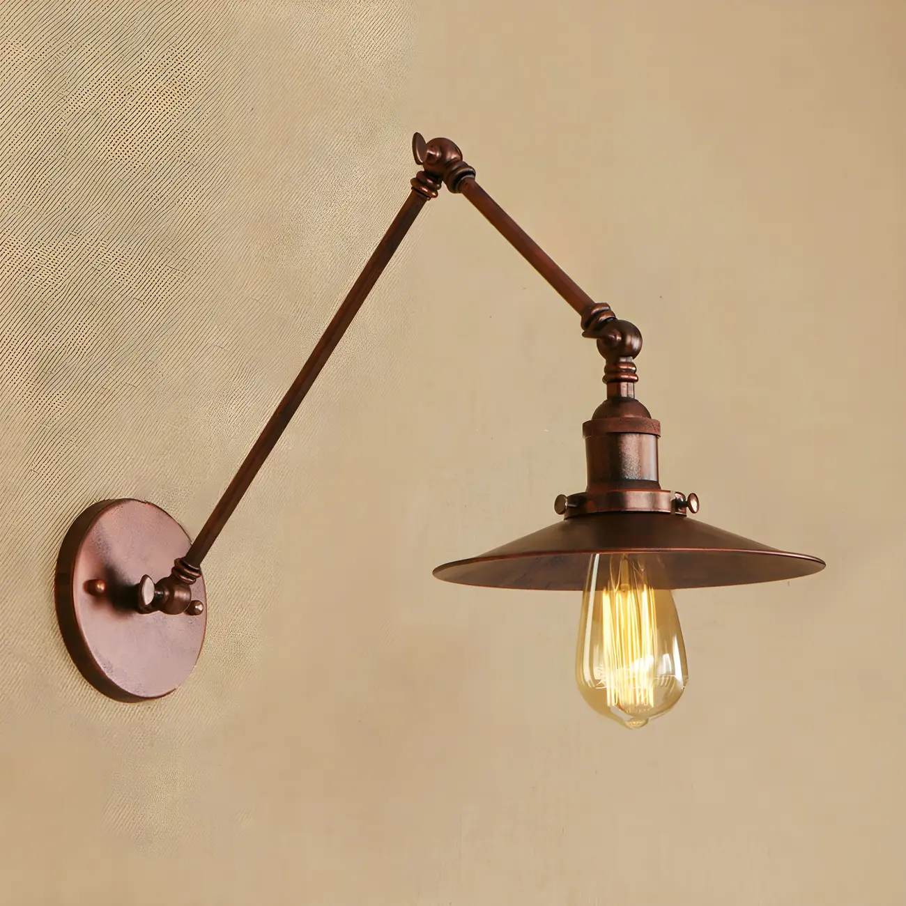 Industrial Metal Flat-Shade Swing Arm Wall Light Image - 4 | homeyfad