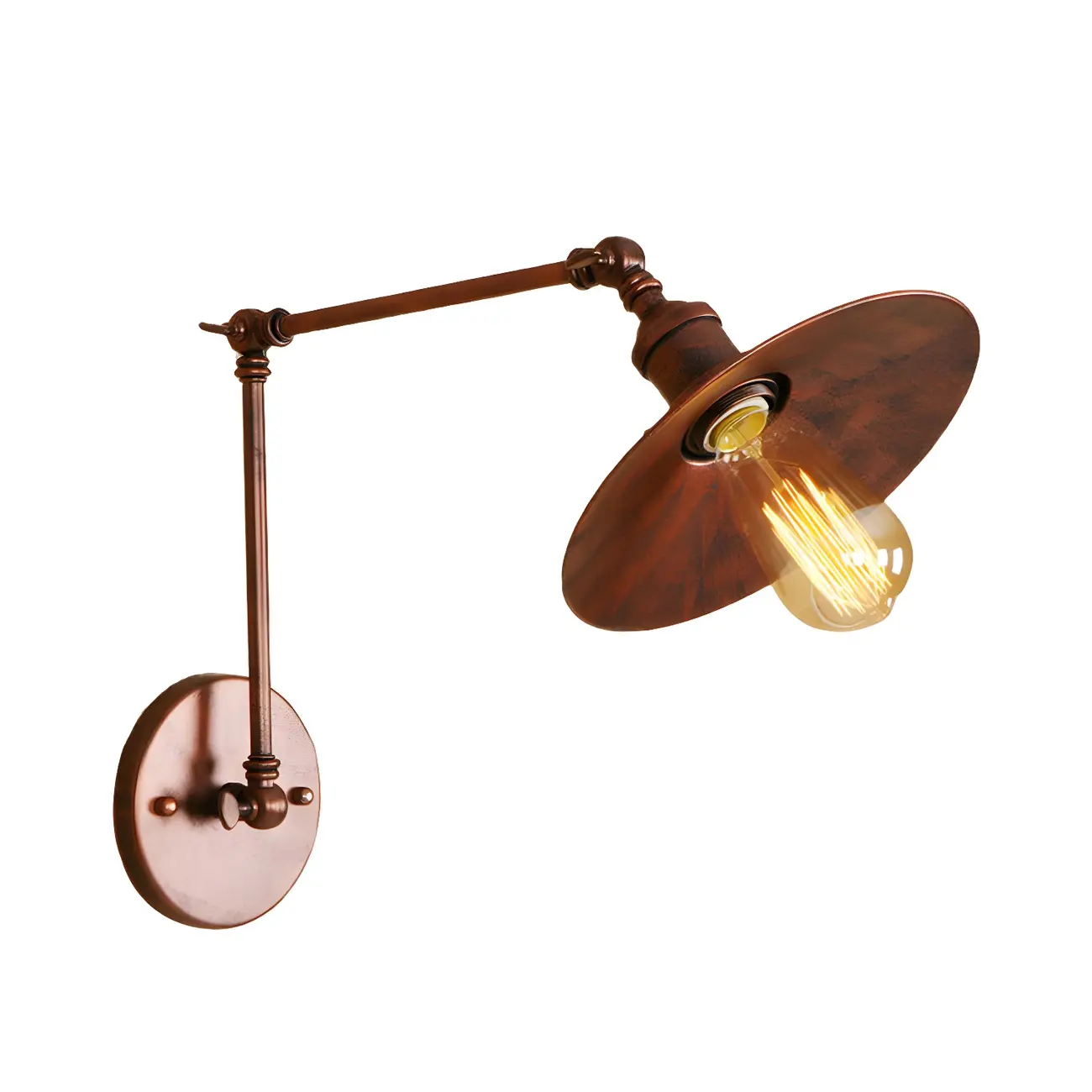 Industrial Metal Flat-Shade Swing Arm Wall Light Image - 8 | homeyfad