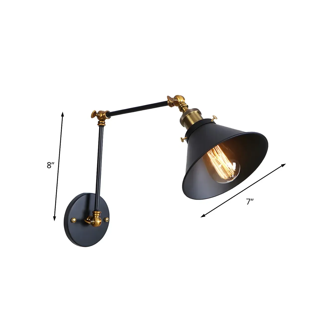 Industrial Brass Black Adjustable Swing Arm Wall Light Image - 12