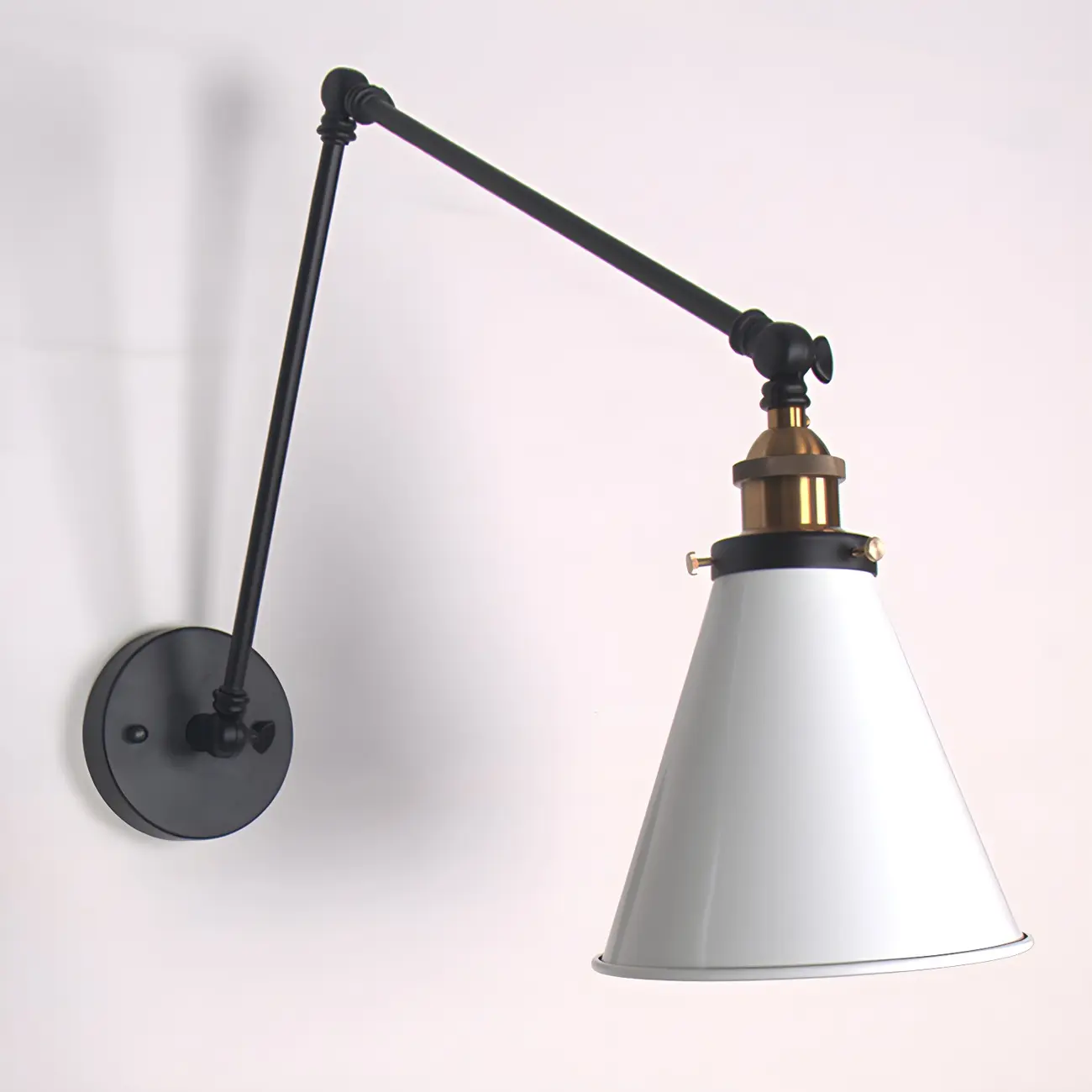 Modern Metal Tapered Swing Arm Wall Light Image - 3 | homeyfad
