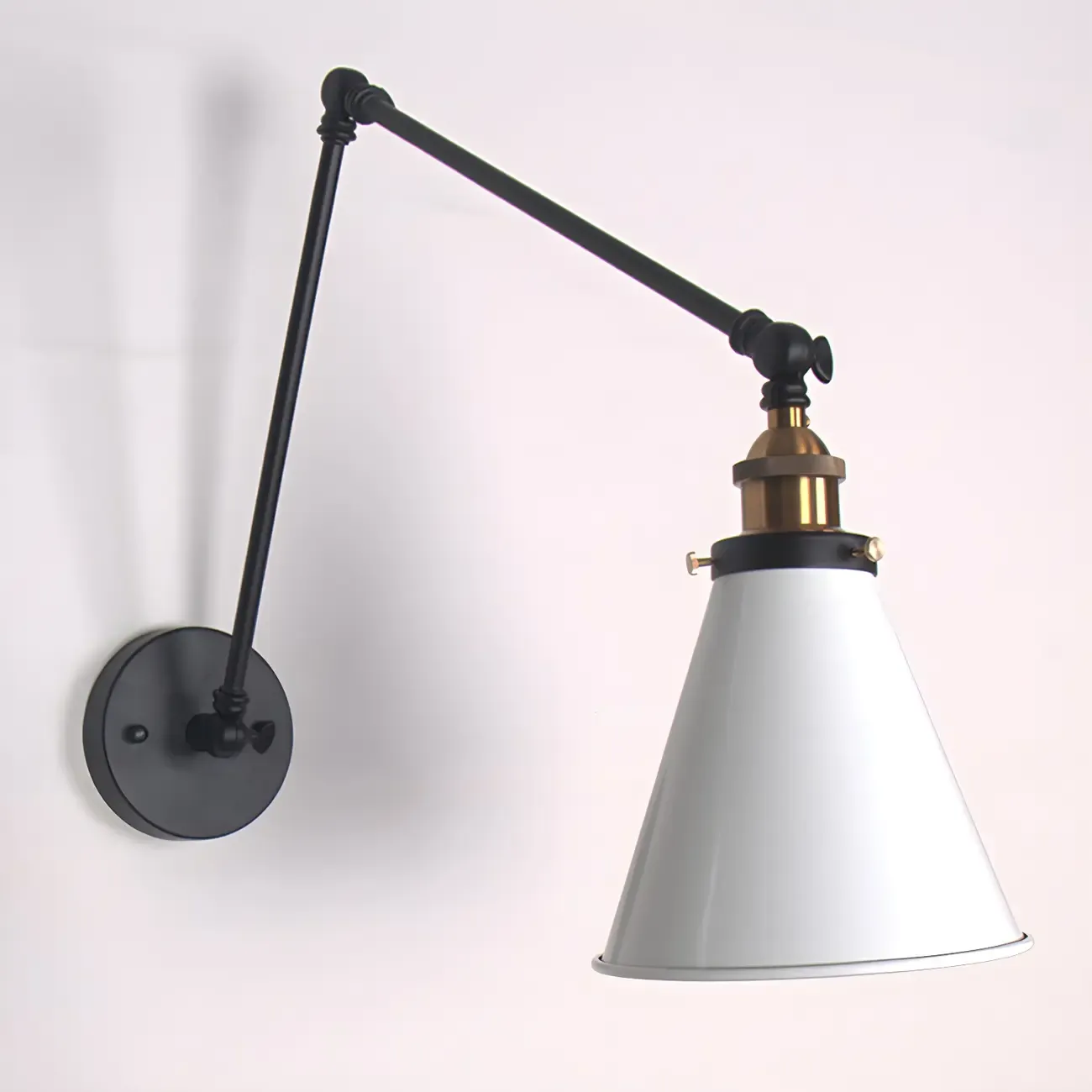 Modern Metal Tapered Swing Arm Wall Light Image - 3