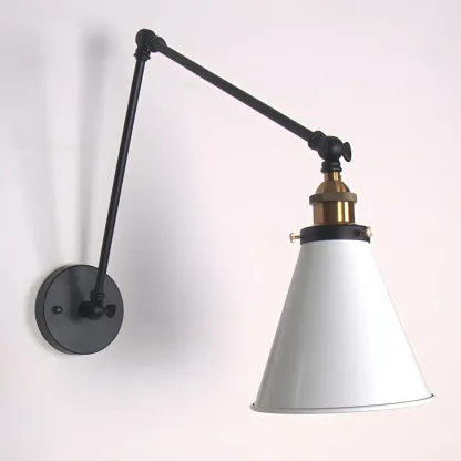 Modern Metal Tapered Swing Arm Wall Light Image - 3