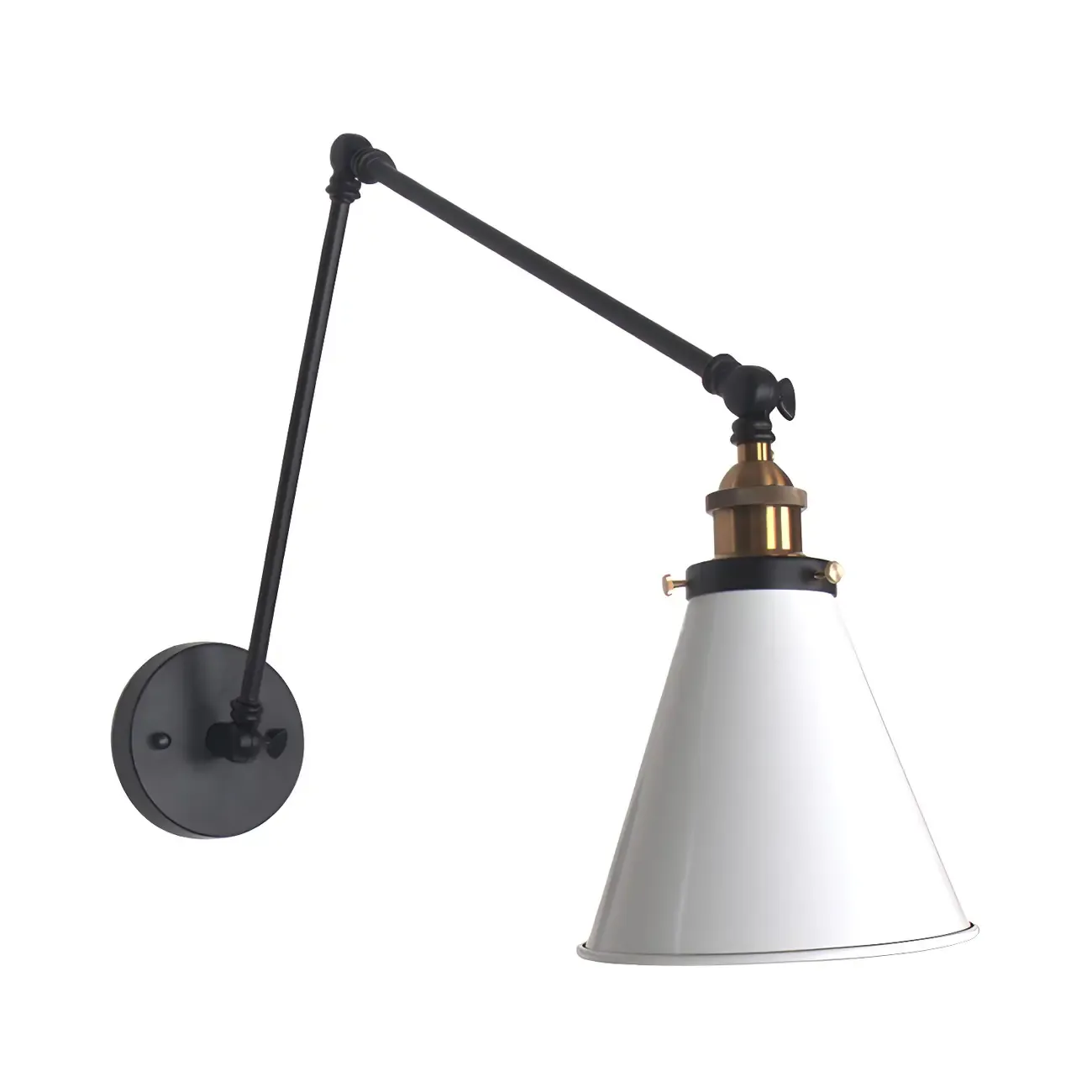 Modern Metal Tapered Swing Arm Wall Light Image - 7