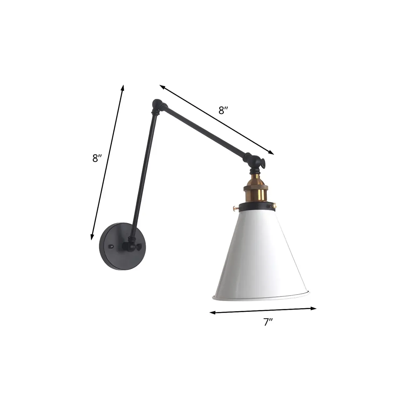 Modern Metal Tapered Swing Arm Wall Light Image - 9