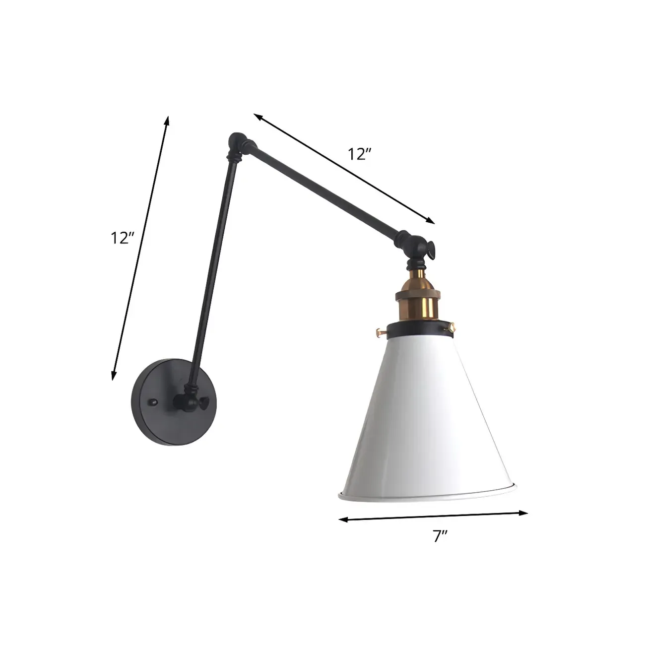Modern Metal Tapered Swing Arm Wall Light Image - 10