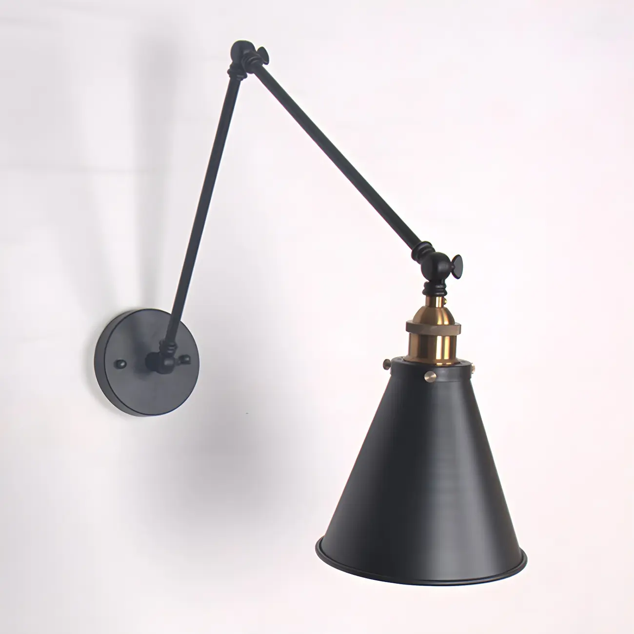Modern Metal Tapered Swing Arm Wall Light Image - 2 | homeyfad
