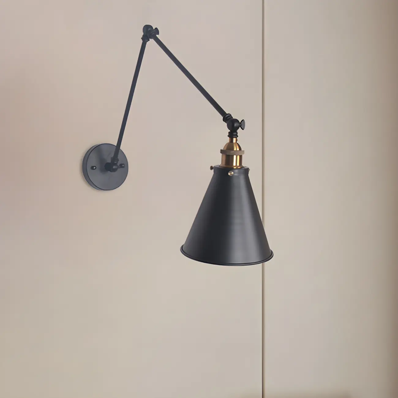 Modern Metal Tapered Swing Arm Wall Light Image - 4 | homeyfad