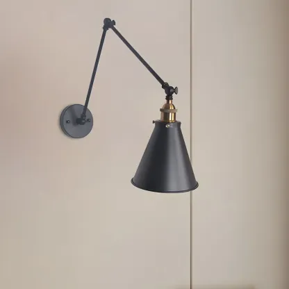 Modern Metal Tapered Swing Arm Wall Light Image - 4